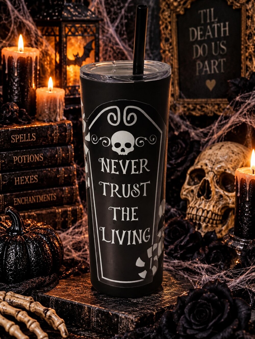 Daily Grind Halloween Never Trust The Living Tumbler